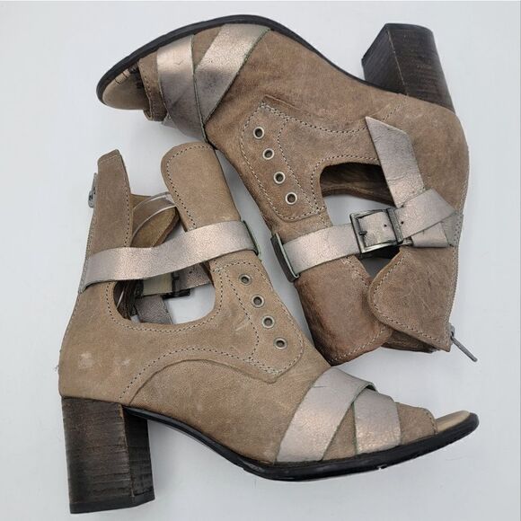 Dkode Booties Heeled Brown Tan Buckle Boots Zip Up EU 37 US 6.5 Boot Shoes Heels - Picture 5 of 15